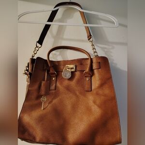 Michael Kors Tan Leather Tote with Gold Accents